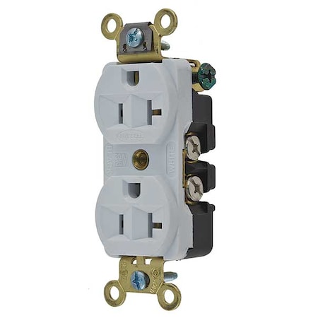 Straight Blade Receptacle, 5-20R, 20 A, 125V AC, 2 Pole, 3 Wire, Flush Mount, Grounded