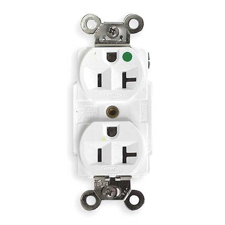 Straight Blade Receptacle, 5-20R, 20 A, 125V AC, 2 Pole, 3 Wire, Flush Mount, Grounded