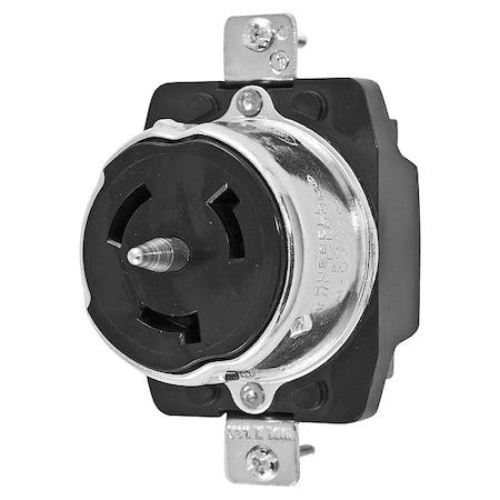 Locking Receptacle, Non-NEMA, 50 A, 480V AC, Three Phase, 3 Pole, Flush Mount, Screw Terminals
