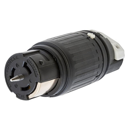 Locking Connector, Non-NEMA, 50 A, 125/250V AC, Single Phase, 3 Pole, Screw Terminals, Black, White