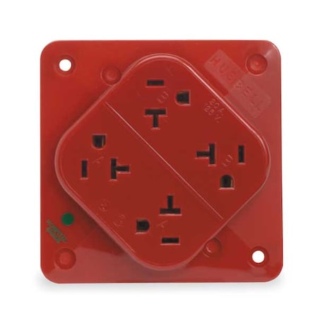 Straight Blade Receptacle, 5-20R, 20 A, 125V AC, 2 Pole, 3 Wire, Surface Mount, Grounded