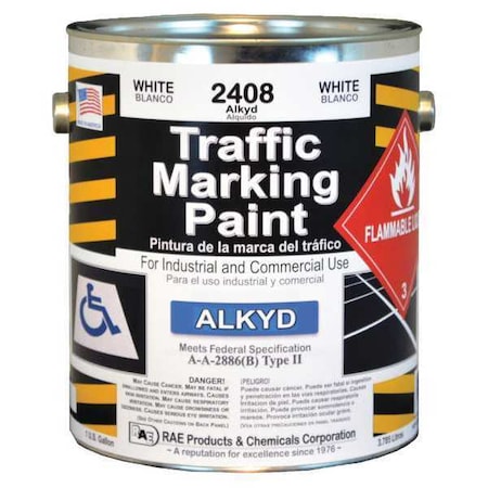 Traffic Zone Marking Paint, 1 gal., White, Alkyd Solvent -Based