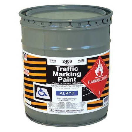 Traffic Zone Marking Paint, 5 gal., White, Alkyd Solvent -Based