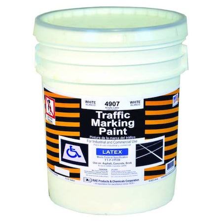 Traffic Zone Marking Paint, 5 gal., White, Latex Acrylic -Based