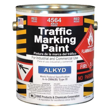 Traffic Zone Marking Paint, 1 gal., Bright Red, Alkyd Solvent -Based