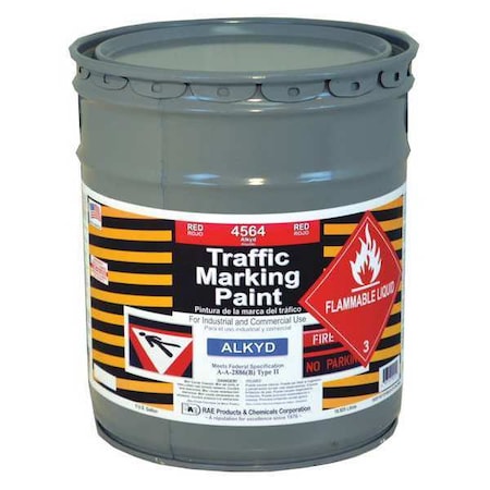 Traffic Zone Marking Paint, 5 Gal., Bright Red, Alkyd Solvent -Based