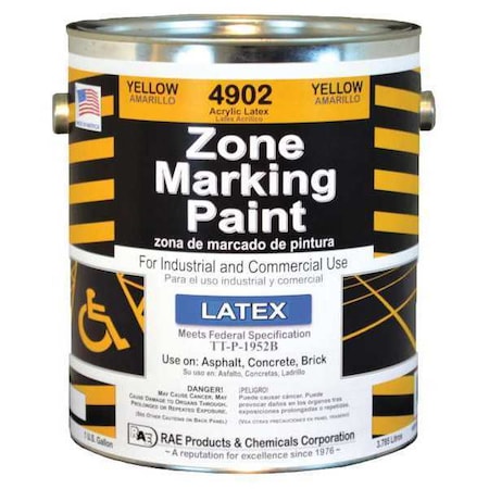 Traffic Zone Marking Paint, 1 gal., Yellow, Latex Acrylic -Based