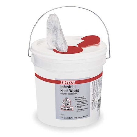 Hand Wipes, 130 Wipes Per Bucket, 9.5 in x 12 in, White