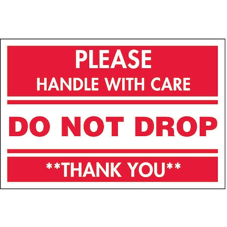 2" x 3" Adhesive Back Shipping Labels, Do Not Drop, Pk500