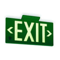 Exit Sign, Plastic, 15-3/8" W, 8-3/4" H, Exit (Double Arrows), Green