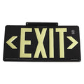 Exit Sign, Plastic, 15-7/8" W, 8-5/8" H, Exit (Double Arrows), Black