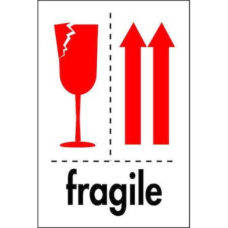 Fragile Shipping Labels 6x4", White, Pk500