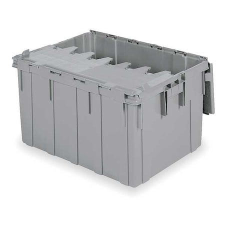 Attached Lid Container, 28 gal Volume Cap., 28 in L, 21 in W, 15 1/2 in H, Plastic, Steel Hinge