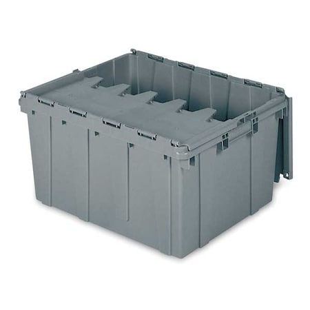 Attached Lid Container, 17 gal Volume Cap., 24 in L, 19 1/2 in W, 12 1/2 in H, Plastic, Steel Hinge