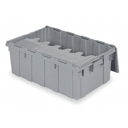 Attached Lid Container, 17 gal Volume Cap., 27 in L, 17 in W, 12 1/2 in H, Plastic, Steel Hinge