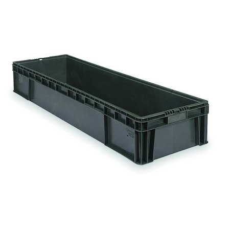 Solid & Stackable Straight Wall Storage Container, 18 gal, 48 in L x 15 in W x 7-1/2 in H, Gray