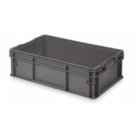 Solid & Stackable Straight Wall Storage Container, 8.3 gal, 24 in L x 15 in W x 7-1/2 in H, Gray