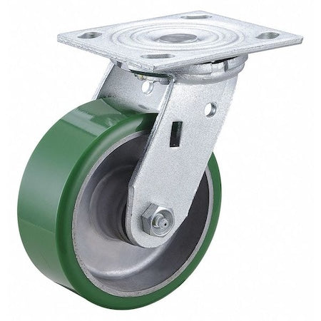 Swivel NSF-Listed Plate Caster, 5 in. Dia, 1050 lb, Green