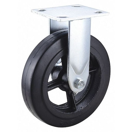 Rigid NSF-Listed Plate Caster, Rubber, 8 in., 600 lb.
