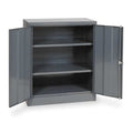 Shelving Storage Cabinet, 42 in H, 36 in W, 18 in D, Swing, Keyed, Gray, 2 Shelves, 0 Drawers