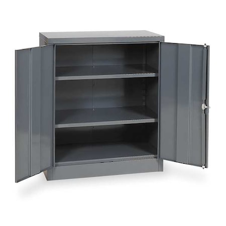 Shelving Storage Cabinet, 42 in H, 36 in W, 18 in D, Swing, Keyed, Gray, 2 Shelves, 0 Drawers