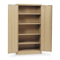 Shelving Storage Cabinet, 72 in H, 36 in W, 18 in D, Swing, Keyed, Tan, 4 Shelves, 0 Drawers