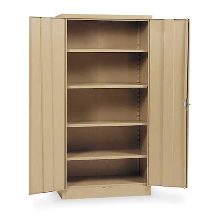 Shelving Storage Cabinet, 72 in H, 36 in W, 18 in D, Swing, Keyed, Tan, 4 Shelves, 0 Drawers
