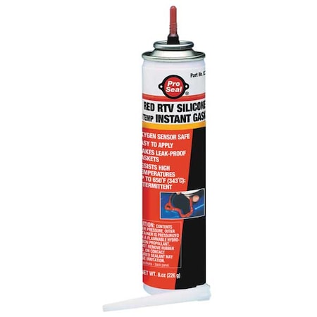 High Temp., Sensor-Safe RTV Gasket Maker, 8 oz, Red, Temp Range -70 to 650 Degrees F