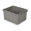 Stack & Nest Storage Tote, 17.7 gal, 24 in L x 20 in W x 12-3/8 in H, Gray, Polyethylene