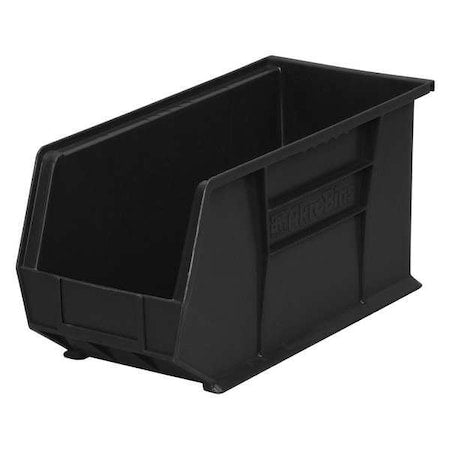 Hang & Stack Storage Bin, Plastic, Black, 9 in H, 8 1/4 in W, 18 in L