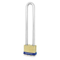 Padlock, Keyed Alike, Long Shackle, Rectangular Brass Body, Steel Shackle, 3/4 in W