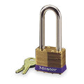 Padlock, Keyed Alike, Long Shackle, Rectangular Brass Body, Steel Shackle, 3/4 in W