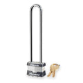 Padlock, Keyed Different, Long Shackle, Rectangular Steel Body, Steel Shackle, 3/4 in W