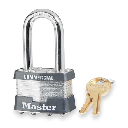 Padlock, Keyed Alike, Long Shackle, Rectangular Steel Body, Steel Shackle, 3/4 in W