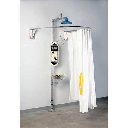 Privacy Curtain, Vinyl, White, For Use With, Shower with Eyewash