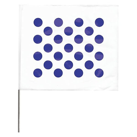 Marking Flag, Vinyl, 18" Wire Staff, Polka Dots, 18" L., 100 PK
