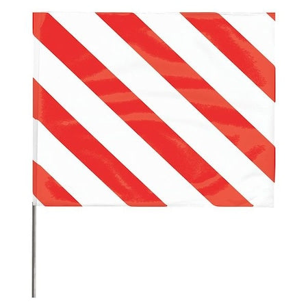 Marking Flag, Vinyl, 18" Wire Staff, Stripes, 18" L., 100 PK