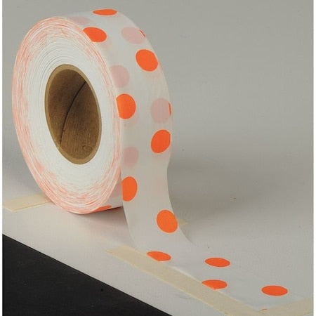 Flagging Tape, No Legend, Fluorescent Pink/White, 1 3/16 in Wide x 150 ft Length, Vinyl, 2.5 mil