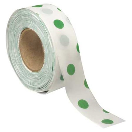 Flagging Tape, No Legend, Green/White, 1 3/16 in Wide x 300 ft Length, Vinyl, 2 mil