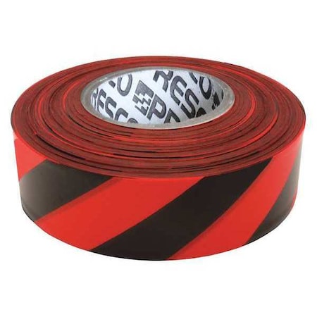 Flagging Tape, No Legend, Black/Red, 1 3/16 in Wide x 300 ft Length, Vinyl, 2 mil