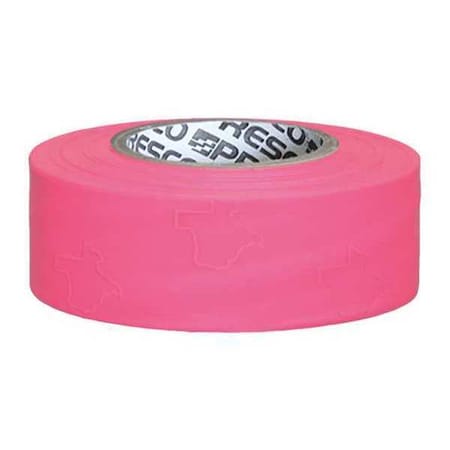 Flagging Tape, No Legend, Pink, 1 3/16 in Wide x 300 ft Length, Vinyl, 2 mil