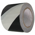 Floor Marking Tape, vinyl, No Legend, Black, White, 3 in W., 8 mil Thickness
