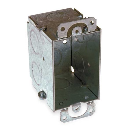 Electrical Box, 14 cu in, Switch Box Type, 1 Gang, Galvanized Zinc, Rectangular Shape