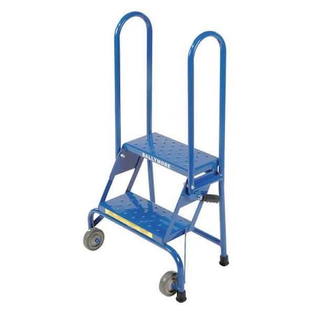 41 in H Steel Folding Rolling Ladder, 2 Steps, 350 lb Load Capacity