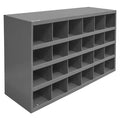 Pigeonhole Bin Unit, 33.75 in W x 12 in D x 23.875 in H, 24 Compartments, Gray, Steel