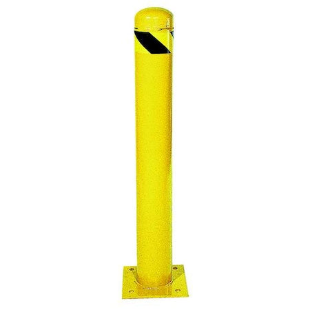 Bollard, Bolt-On, Outside Dia. 4 1/2 in, 42 in H, Carbon Steel, Yellow
