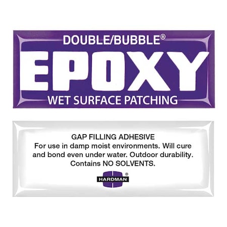 Epoxy Adhesive, Double/Bubble Wet Surface Patching Series, Clear, Packet, 10 PK, 1:01 Mix Ratio