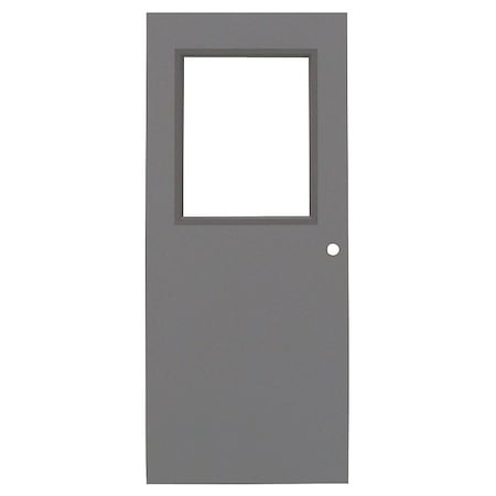 Half Glass Steel Door, 84 in H, 48 in W, 1 3/4 in Thick, 16-gauge, Type: 1