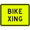 Bike Xing Traffic Sign, 18 in H, 24 in W, Aluminum, Horizontal Rectangle, English, W11-1P-24SYGA
