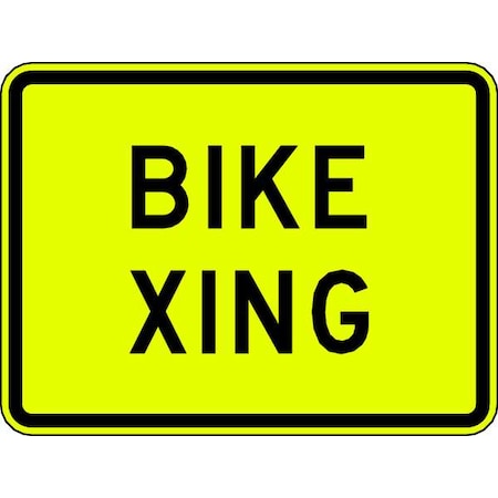 Bike Xing Traffic Sign, 18 in H, 24 in W, Aluminum, Horizontal Rectangle, English, W11-1P-24SYGA